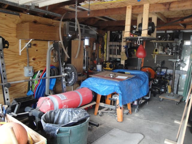 Out of control and messy garage.