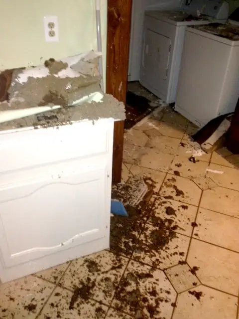 pipe froze and burst in the kitchen