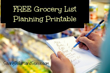 Grocery List Planning Printable