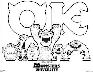 Free Monsters University Printable Coloring Page