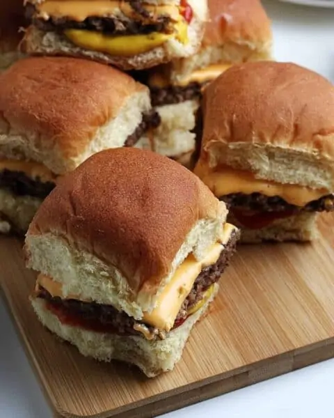 Copycat White castle sliders with cheese.