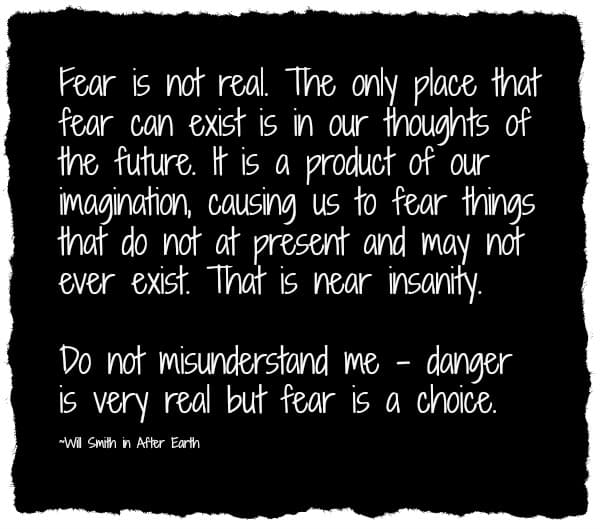 Inspirational quote about fear.
