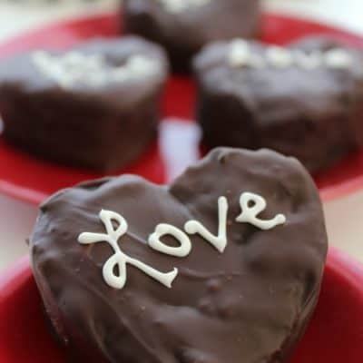 Chocolate Covered Cream Filled Heart Brownies