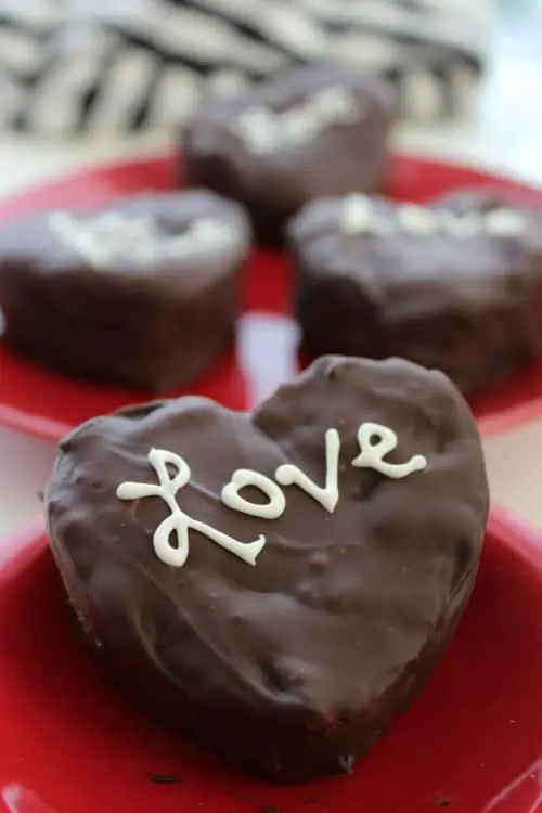 Delicious cream filled chocolate covered brownies are a perfect valentine\'s day recipe