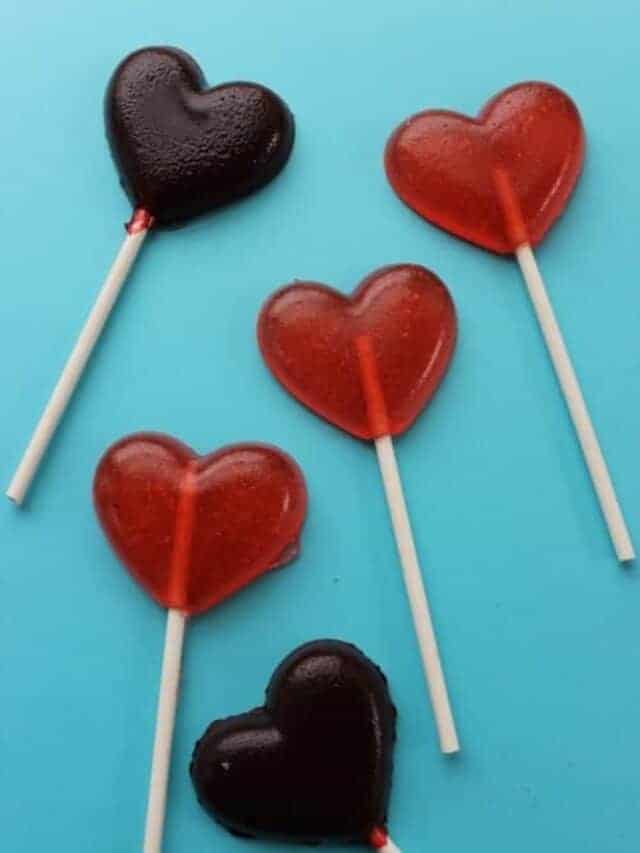 Heart shaped candy suckers.