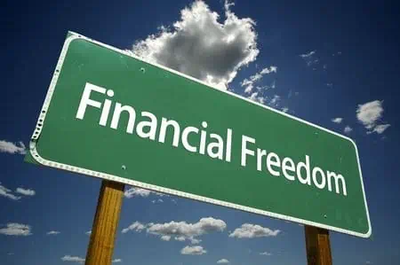 Sign that reads \"Financial freedom.\"