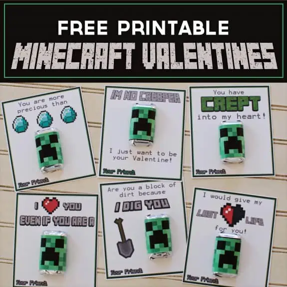 Free Printable Minecraft Valentine\'s Day Cards