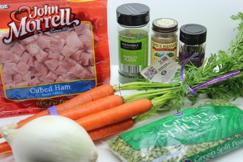 Ingredients for Crock Pot Split Pea Soup with Ham 