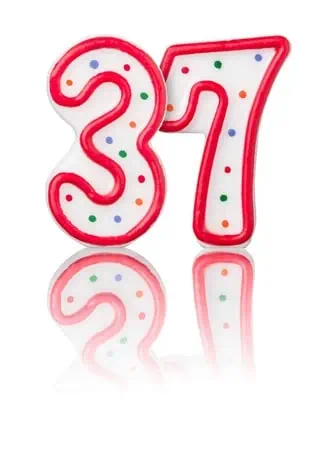 The number 37 from birthday cake candles.