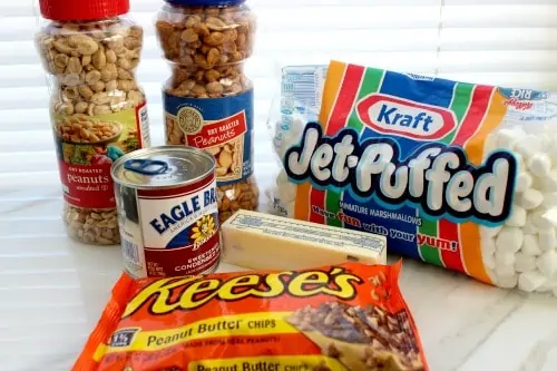 Homemade PayDay Candy Bars Recipe ingredients.