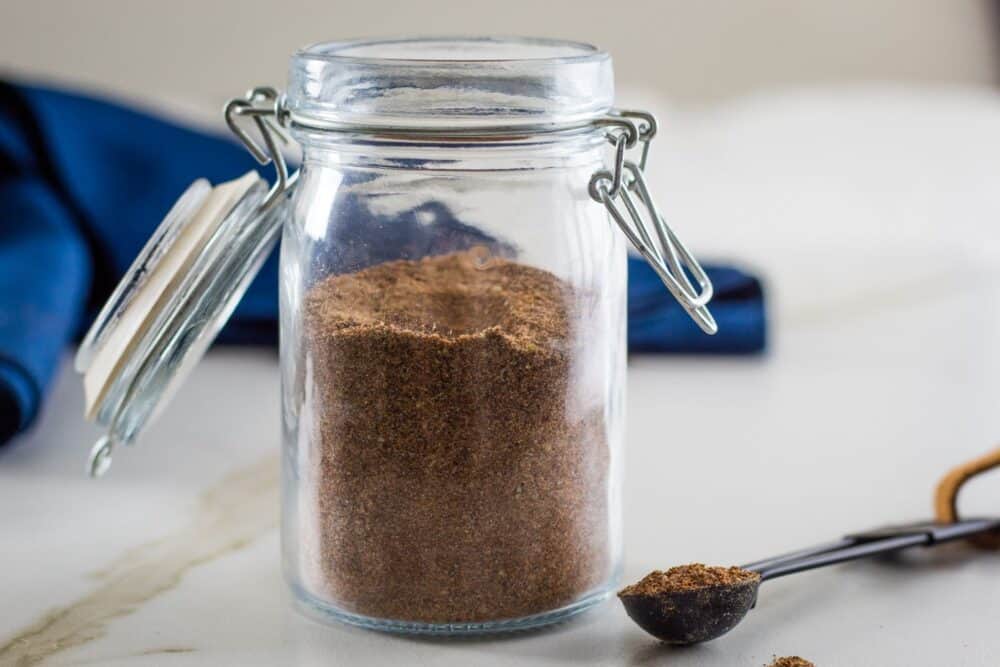 glass jar filled with taco seasoning