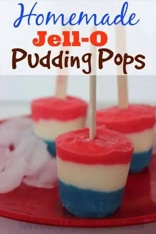 Patriotic red, white, and blue Jell-O Pudding Pops 