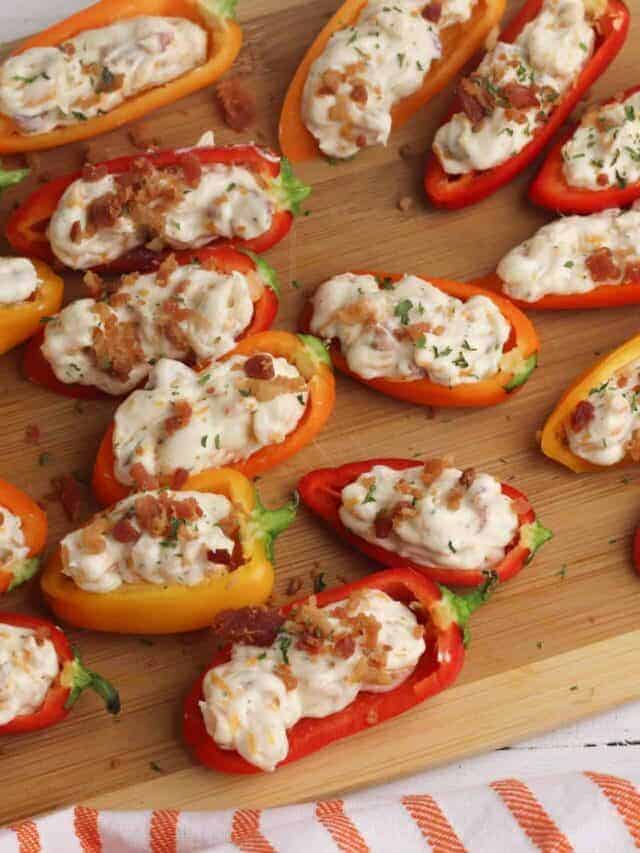 Cooked cheesy stuffed mini peppers