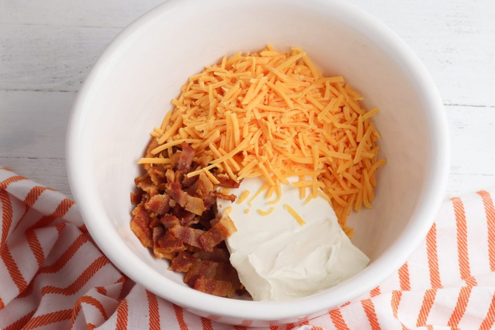 Cheese, bacon, and cream cheese for stuffed mini peppers recipe