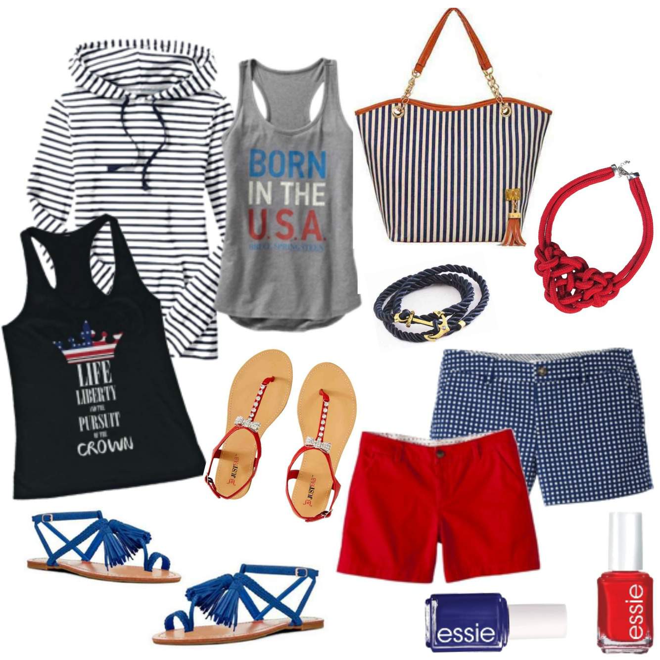 Red, White and Blue American Frugal Fashion
