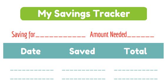 free printable savings tracker for kids saving dollars sense