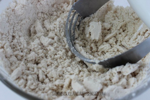 Cut the shortening into the mixture until Copycat Bisquick Mix Recipe resembles crumbs. 