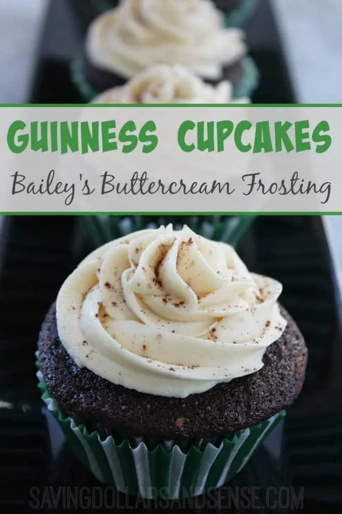 Guinness Cupcakes with Bailey\'s Buttercream Frosting