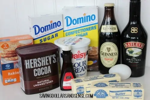 Guinness Cupcakes with Bailey\'s Buttercream Frosting ingredients.