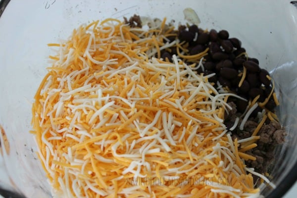 shredded cheese and beans for beef enchiladas 