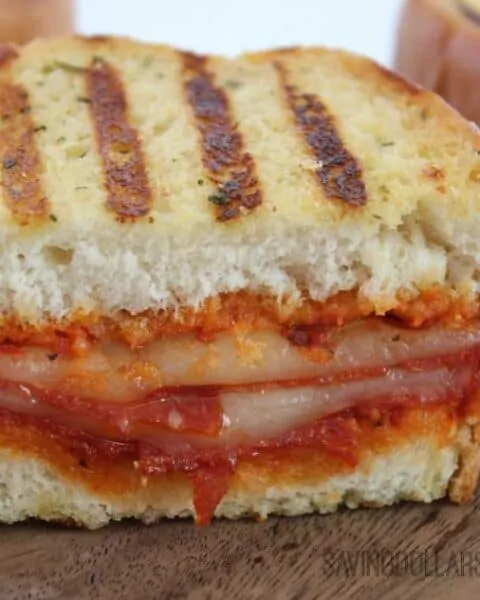 Close up of a Grilled Pepperoni Pizza Sandwich Recipe