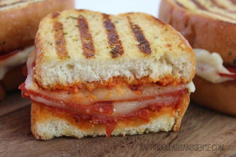 Close up of a Grilled Pepperoni Pizza Sandwich Recipe