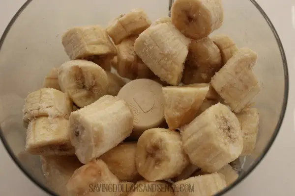 Copped up bananas for the Banana Nutella Ice Cream Recipe
