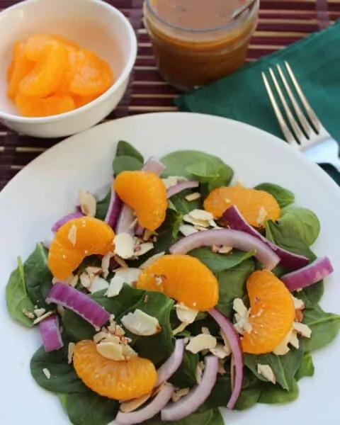 Mandarin Orange Spinach Salad with Orange Vinaigrette Dressing
