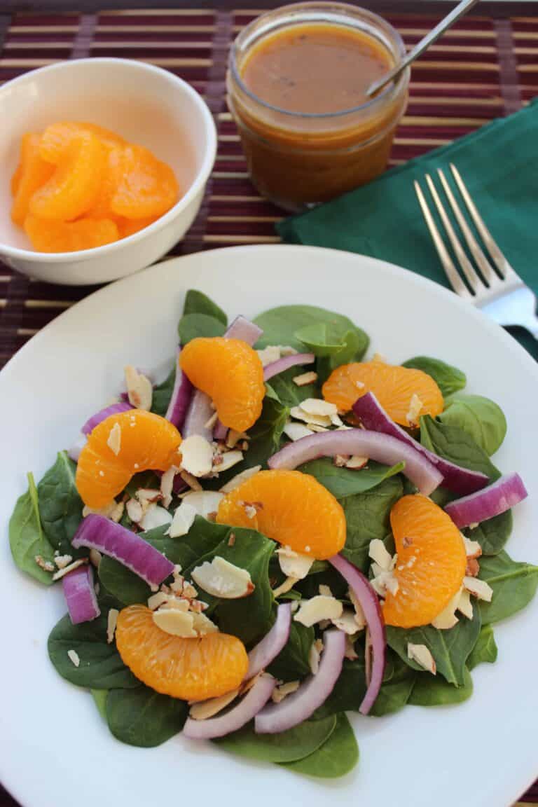 Mandarin Orange Spinach Salad with Orange Vinaigrette Dressing 