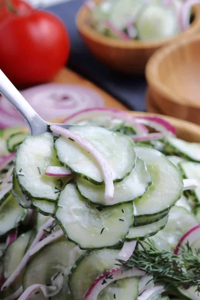 Cucumbers with onions.