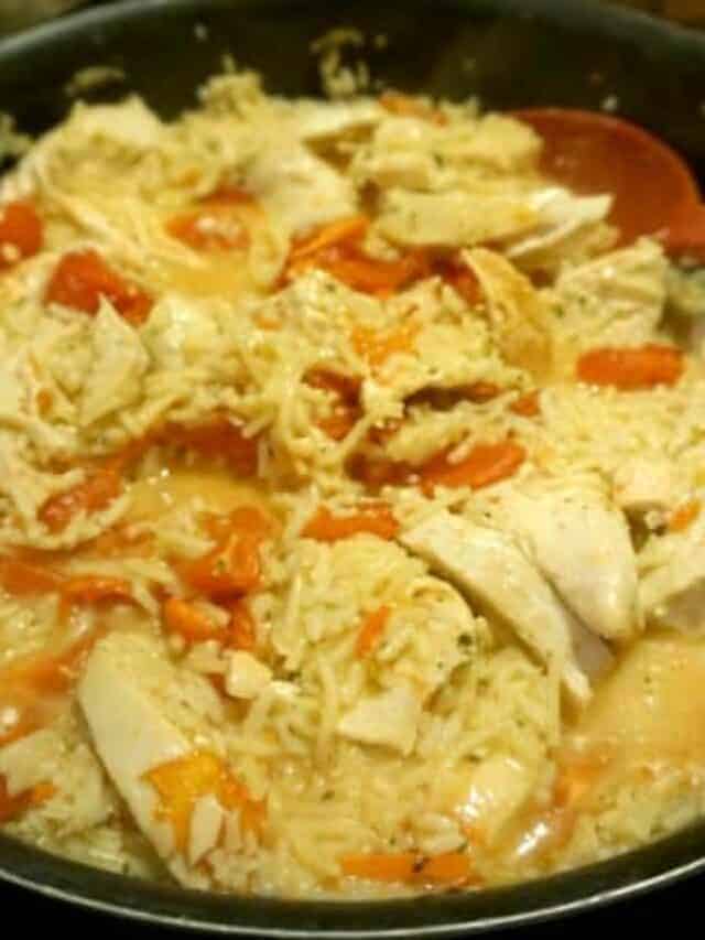 Pot of chicken and rice using Knorr products.