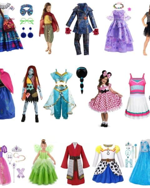 Little girl Disney Princess costumes.