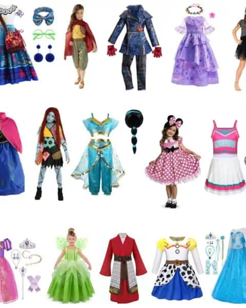 Little girl Disney Princess costumes.