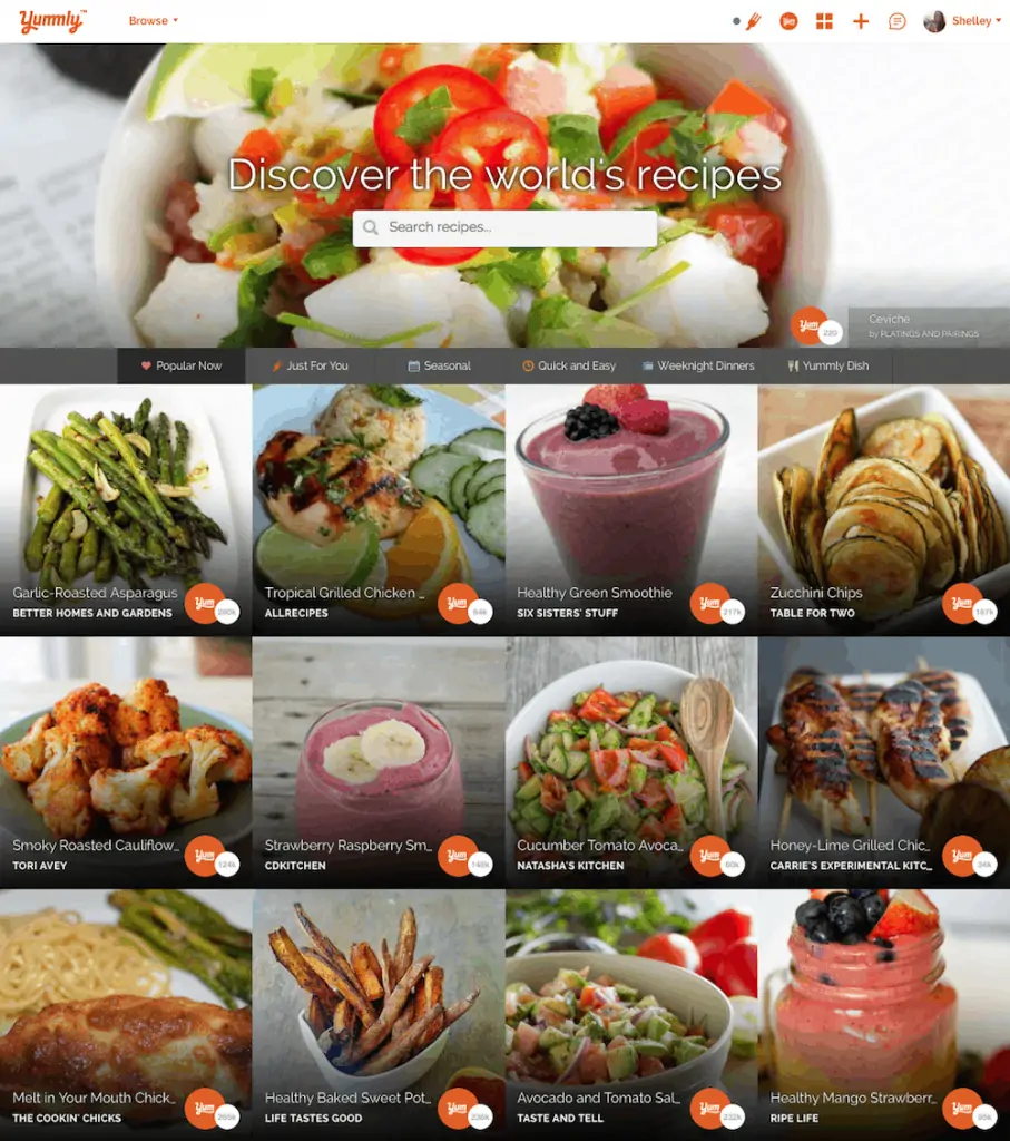 A variety of different foods and recipes on Yummly.