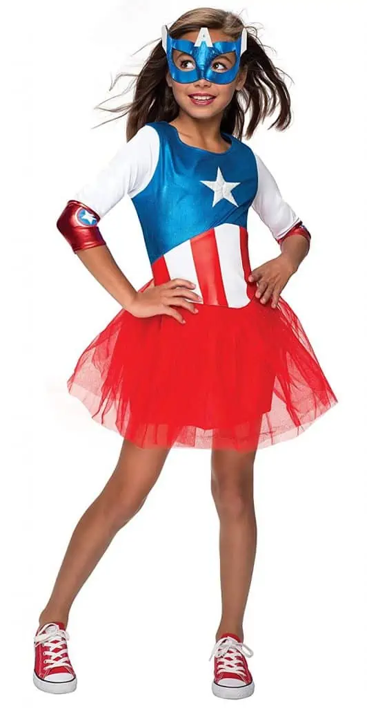 Lady Captain America Halloween youth costume.