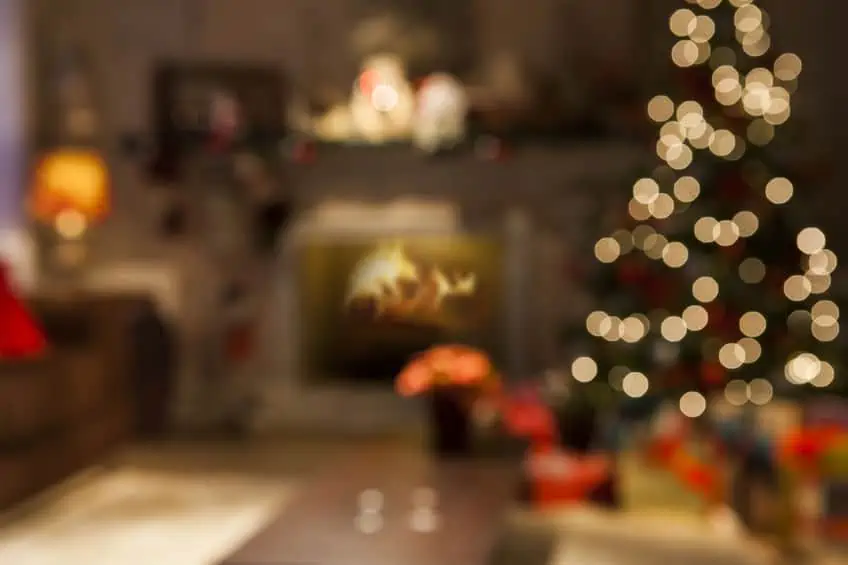 Sparkling Christmas lights in the living room.