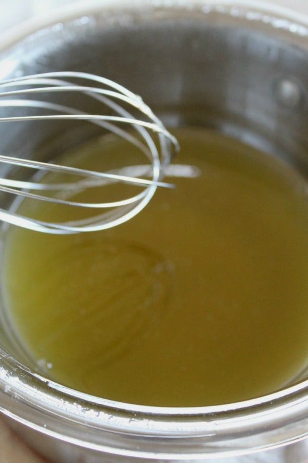 Melt the mixture until liquid form and add essential oils.