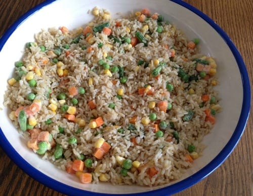 Teriyaki Tilapia with rice and veggies.