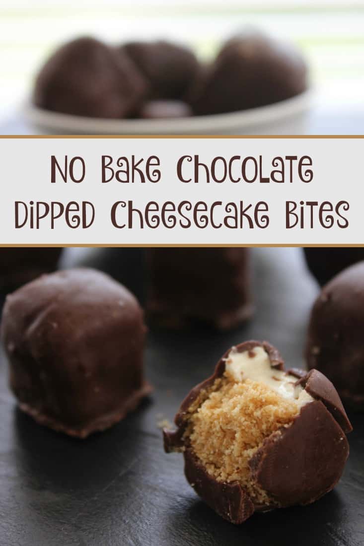No Bake Chocolate covered cheesecake bites