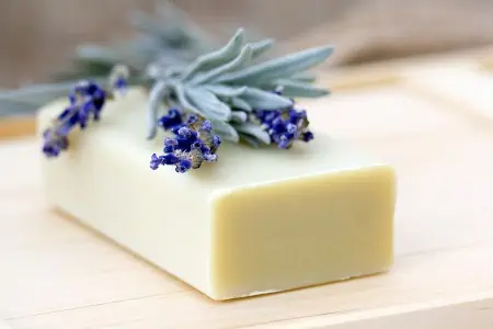 Bar of natural lavender soap.