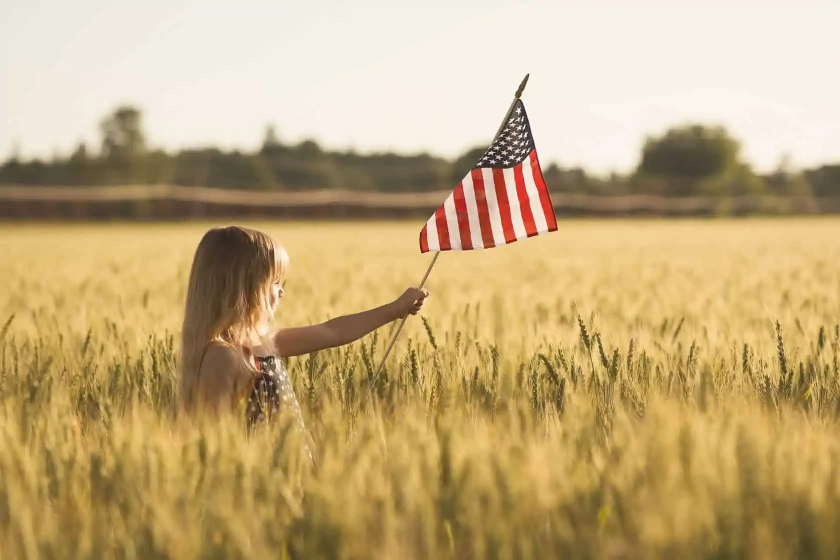  little girl with american flag