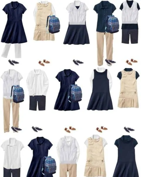 Mix and match fashion for girls school uniforms from Old Navy.