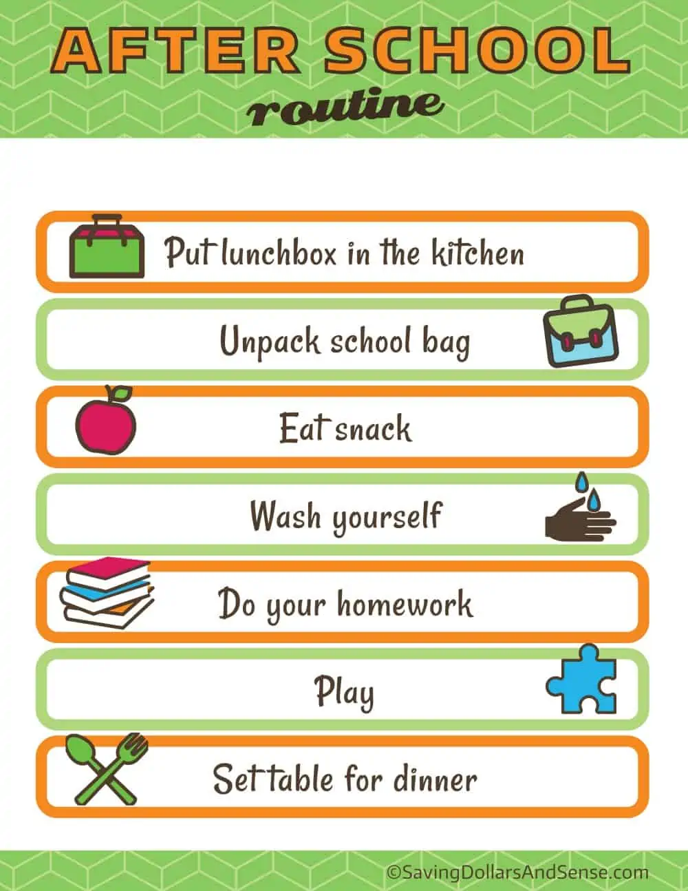 after school routine for Kids Daily Routine Charts
