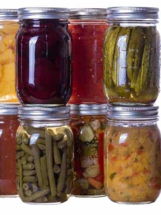 Canning jars stacked on top of each other.