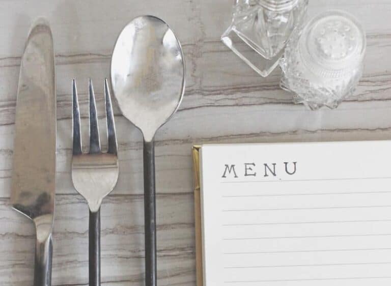 Silverware set with a menu on the table.