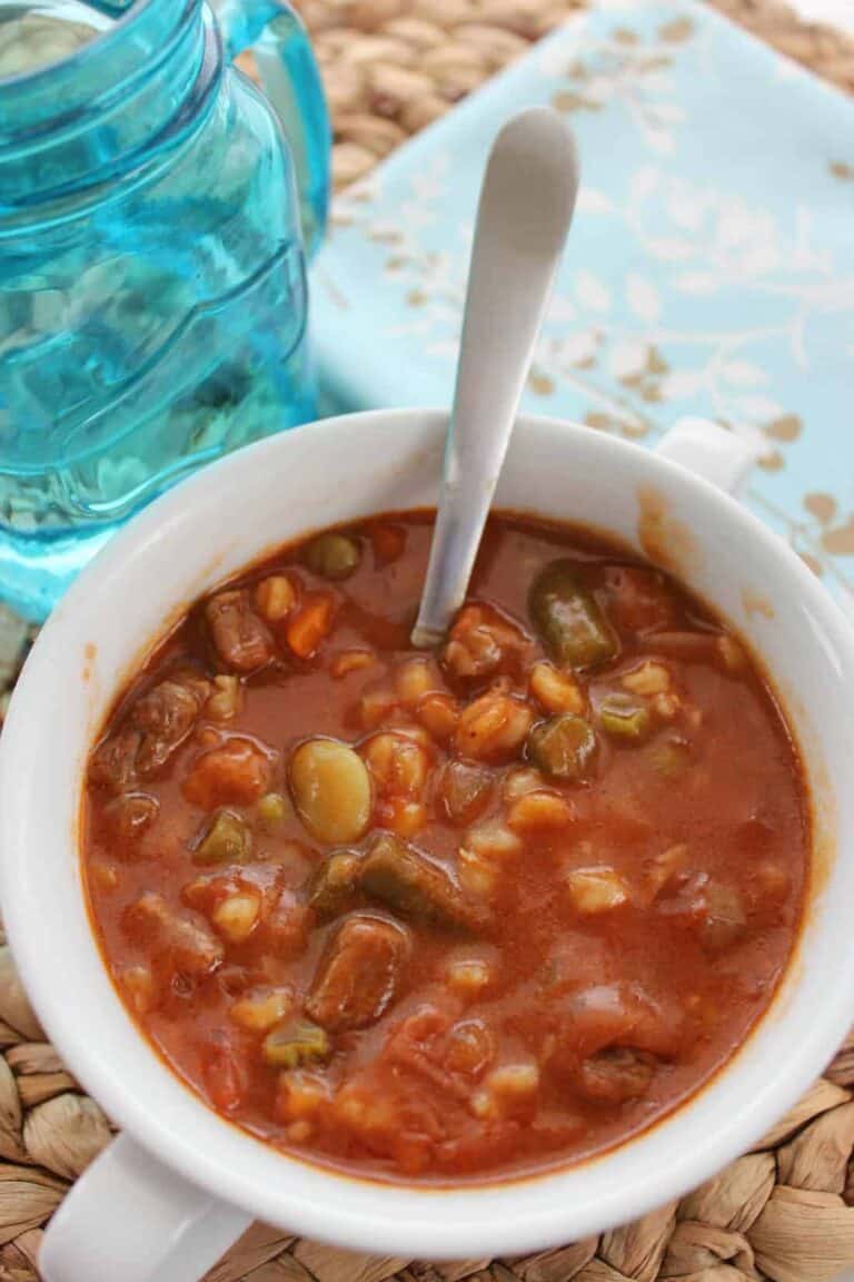 A bowl of Vegetable Beef Soup
