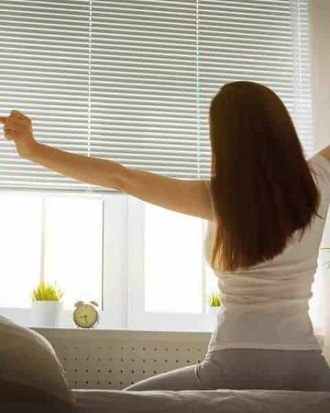 woman stretching in the morning