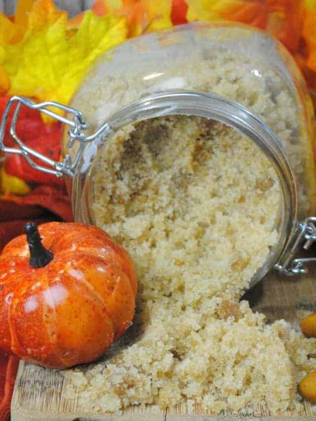 A jar full of pumpkin scrub.