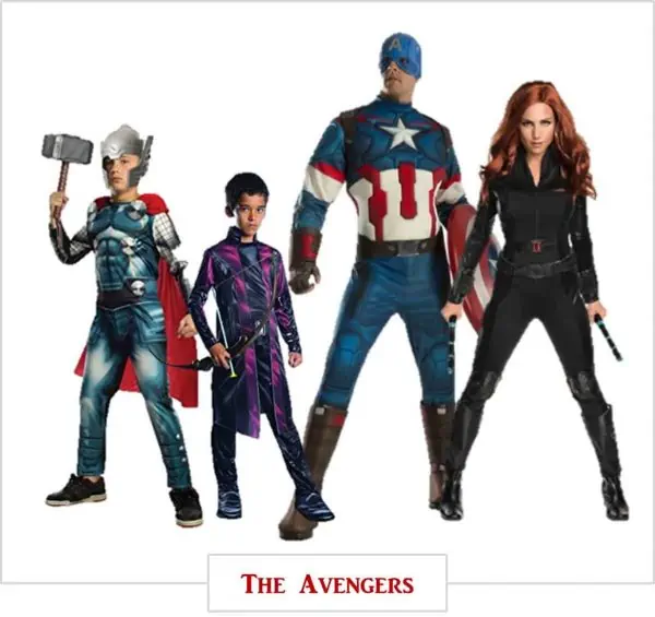 Halloween costumes for the entire family. This family is dressing up as The Avengers.