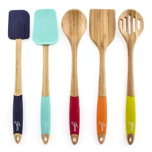 Fiesta 5-piece bamboo and silicone utensil set.